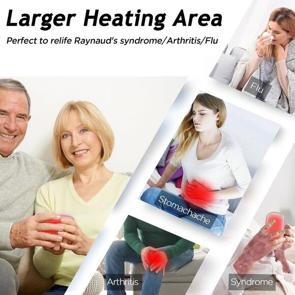 1 Silver Rechargeable Portable Handwarmer Double-Sided Heating USB Pocket Heater - Picture 5 of 8